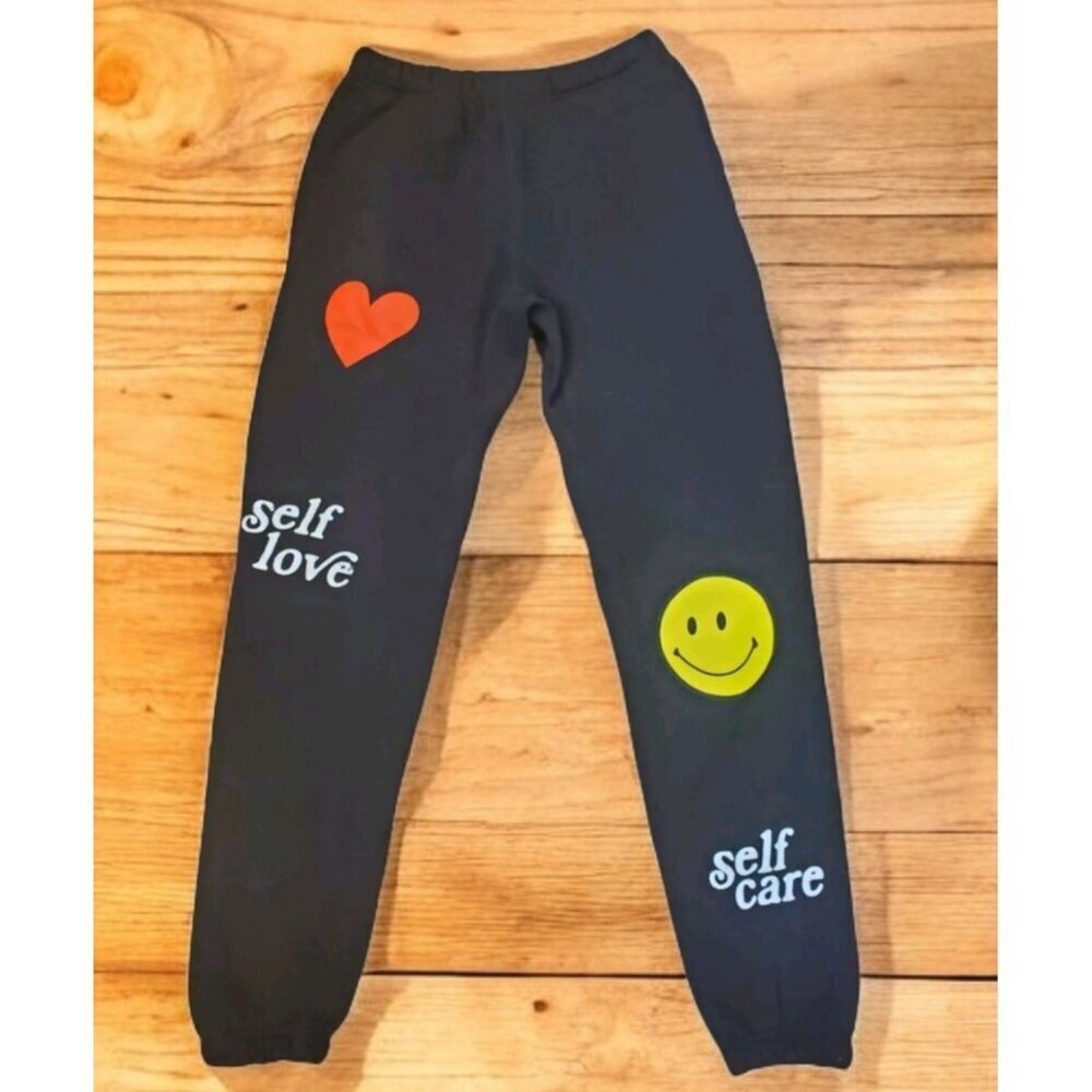Yours Truly Sweatpants Men's Size Small Black Heavyweight‎ Cuffed Self Love NWOT